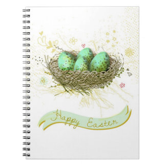 Happy Easter! - Birds nest with colourful eggs Spiral Notebook