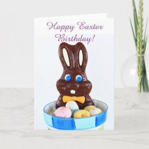 Happy Easter Birthday Bunny and Eggs greeting card