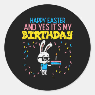Happy Easter Birthday Bunny Cake Bday Party Boys G Classic Round Sticker