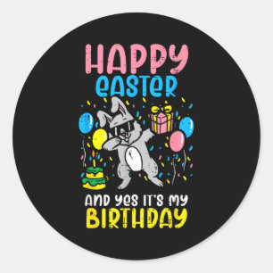 Happy Easter Birthday Bunny Dab Bday Party Men Boy Classic Round Sticker