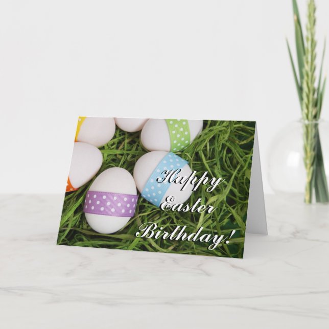Happy Easter Birthday Eggs greeting card (Front)