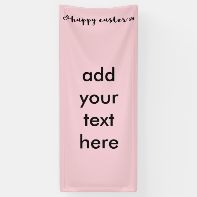 Happy Easter Black Typography Soft Pink Background Banner (Vertical)