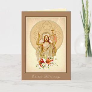 Happy Easter Blessings Prayer Resurrection Vintage Holiday Card