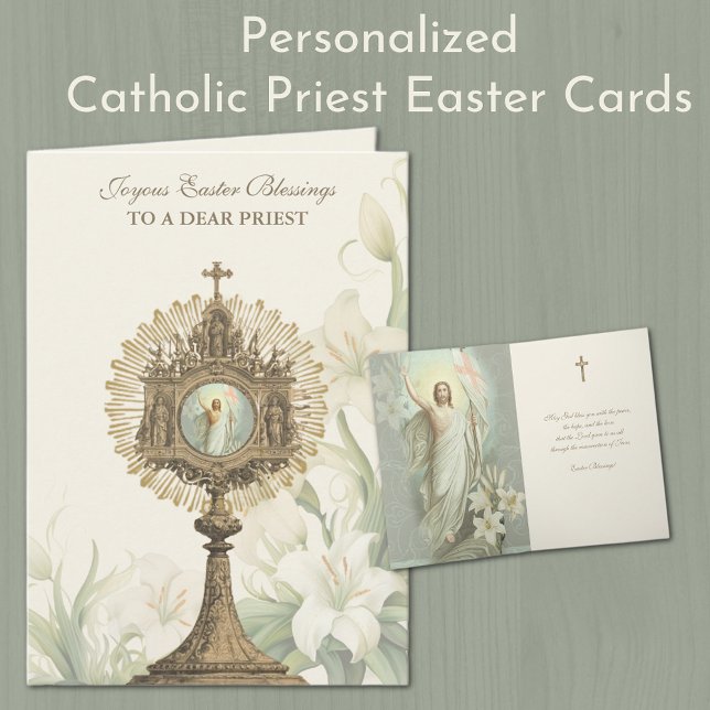 Happy Easter Blessings Prayer Resurrection Vintage Holiday Card (A beautiful way to send a personalized Easter Greeting! )