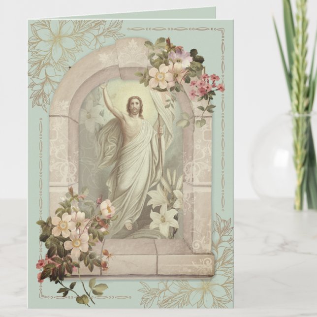 Happy Easter Blessings Prayer Resurrection Vintage Holiday Card (Creator Uploaded)