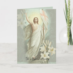 Happy Easter Blessings Resurrection Priest Vintage Holiday Card