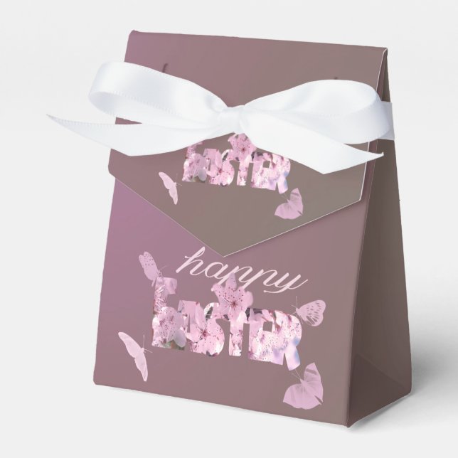 Happy Easter Blossoms And Butterflies Favour Box (Front Side)