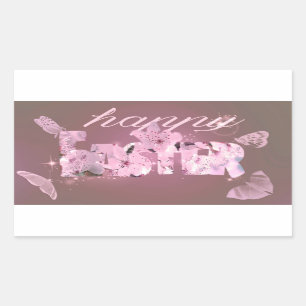 Happy Easter Blossoms And Butterflies Rectangular Sticker