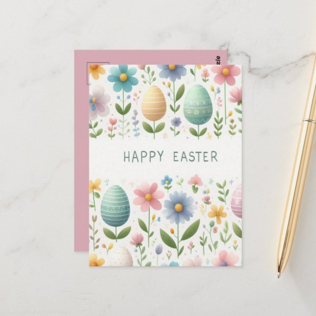 Happy Easter Blossoms Postcard (Front/Back In Situ)