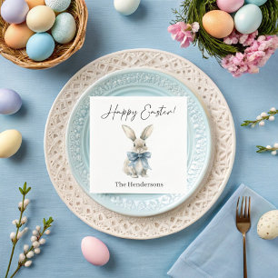 Happy Easter Blue bunny Napkin