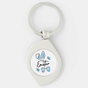 Happy Easter blue Key Ring