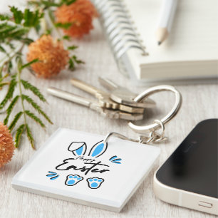 Happy Easter blue Key Ring