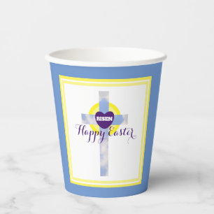 Happy Easter Blue Sky Cross Resurrection Day Paper Cups