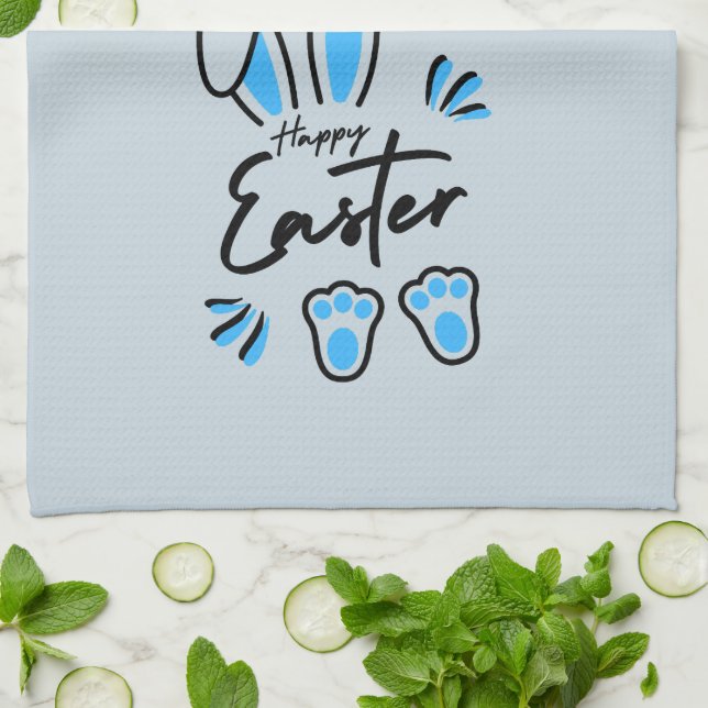 Happy Easter blue Tea Towel (Folded)