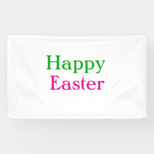 Happy easter boho green pink kids add name title banner
