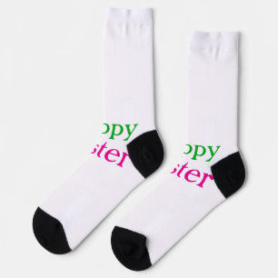 Happy easter boho green pink kids add name title socks