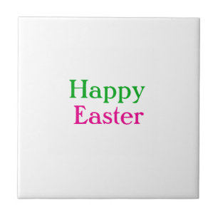 Happy easter boho green pink kids add name title tile