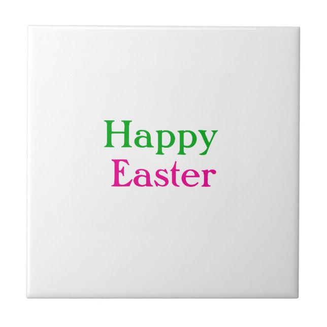 Happy easter boho green pink kids add name title tile (Front)
