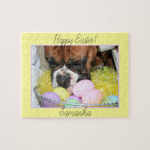 Happy Easter boxer dog personalized jigsaw puzzle
