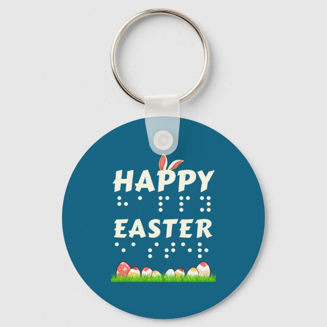 Happy Easter Braille Blind Visually Impaired Easte Key Ring (Front)