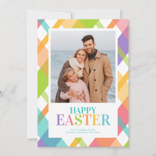 Happy Easter Bright Plaid Photo Card
