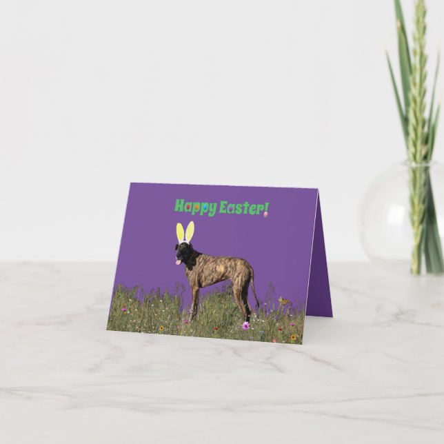 Happy Easter Brindle Great Dane Card (Front)