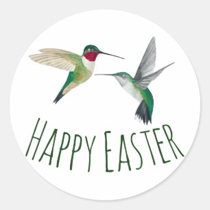 Happy Easter Broad-tailed Hummingbirds  Classic Ro Round Sticker