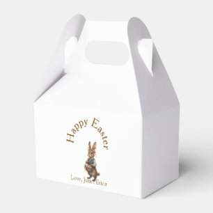 Happy Easter brown bunny with eggs love add name Favour Box
