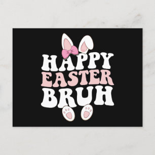 Happy Easter Bruh Bro Bunny Egg Hunt Groovy Retro Postcard