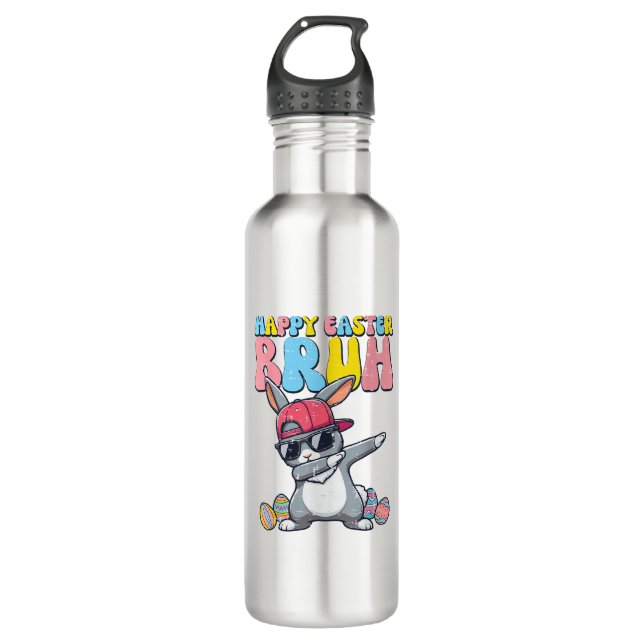 Happy Easter Bruh Bunny Dab Rabbit Dance Boys Kids 710 Ml Water Bottle (Front)