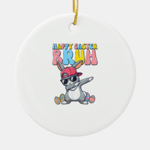 Happy Easter Bruh Bunny Dab Rabbit Dance Boys Kids Ceramic Tree Decoration