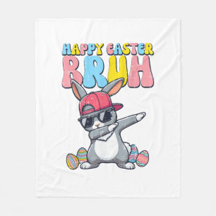 Happy Easter Bruh Bunny Dab Rabbit Dance Boys Kids Fleece Blanket