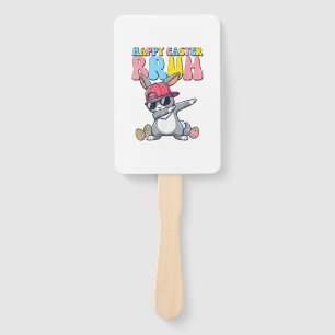 Happy Easter Bruh Bunny Dab Rabbit Dance Boys Kids Hand Fan