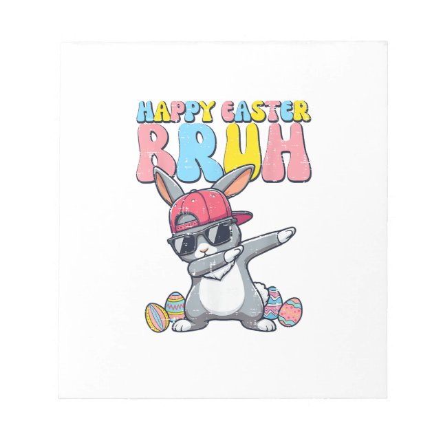 Happy Easter Bruh Bunny Dab Rabbit Dance Boys Kids Notepad (Front)