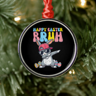 Happy Easter Bruh Bunny Dab Rabbit Dance Metal Tree Decoration