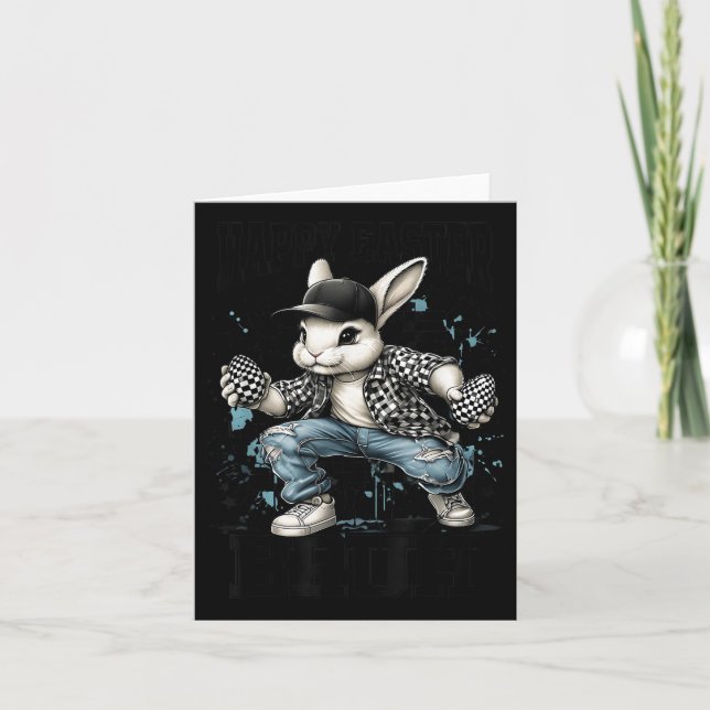 Happy Easter Bruh Funny Bunny Rabbit Easter Kids B Card (Front)