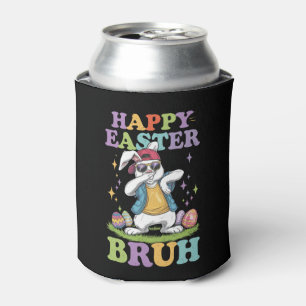 Happy Easter Bruh Funny Dabbing Bunny Rabbit Bro Can Cooler