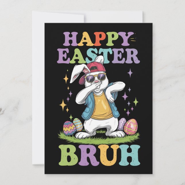 Happy Easter Bruh Funny Dabbing Bunny Rabbit Bro Invitation (Front)