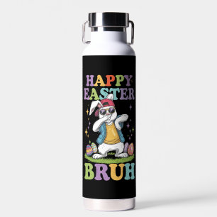 Happy Easter Bruh Funny Dabbing Bunny Rabbit Bro Water Bottle