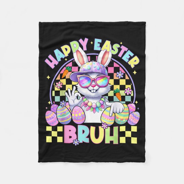 Happy Easter Bruh Funny Six Seven Meme Bunny Boy G Fleece Blanket (Front)