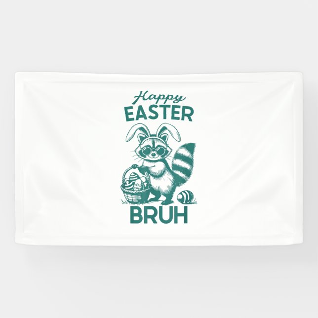 Happy Easter Bruh Racoon Easter Bunny Rabbit Raco Banner (Horizontal)