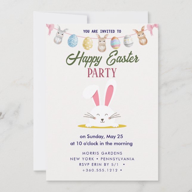 Happy Easter Brunch and Egg Hunt Invitation (Front)