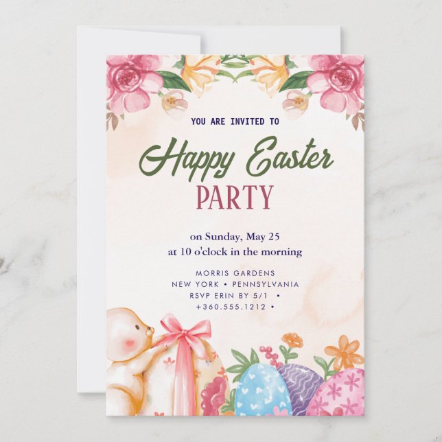 Happy Easter Brunch and Egg Hunt Invitation (Front)