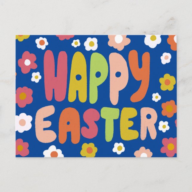 HAPPY EASTER Bubble Letters Colourful Spring CUSTO Postcard (Front)