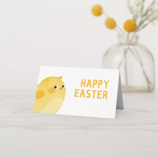 Happy Easter buffet card with little chicken (Front)