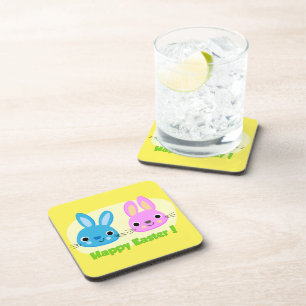 "HAPPY EASTER" BUNNIES COASTER
