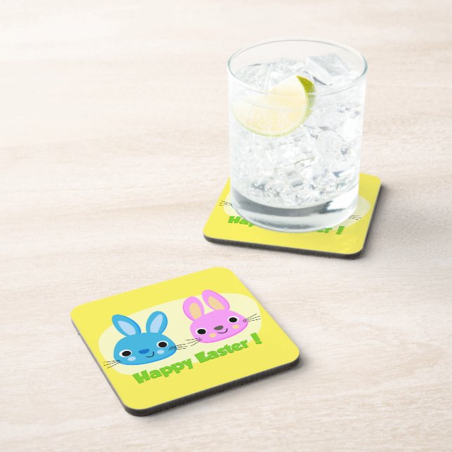 "HAPPY EASTER" BUNNIES  COASTER (Right Side)