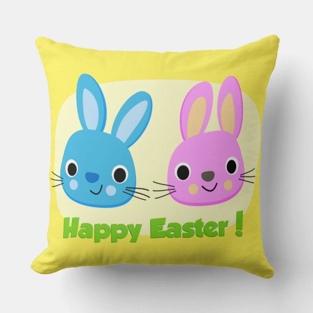 "HAPPY EASTER" BUNNIES  CUSHION (Front)
