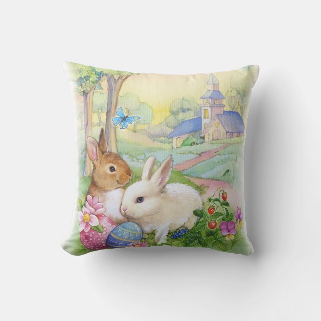 Happy Easter Bunnies Cushion (Front)