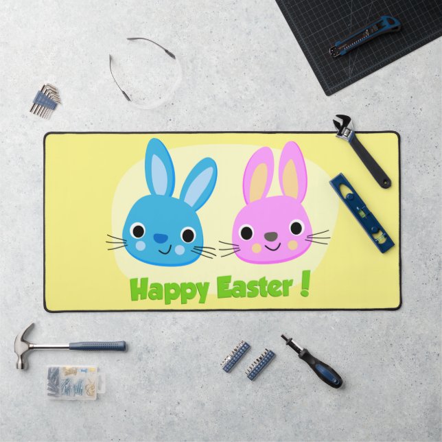 "HAPPY EASTER" BUNNIES  DESK MAT (Workstation)